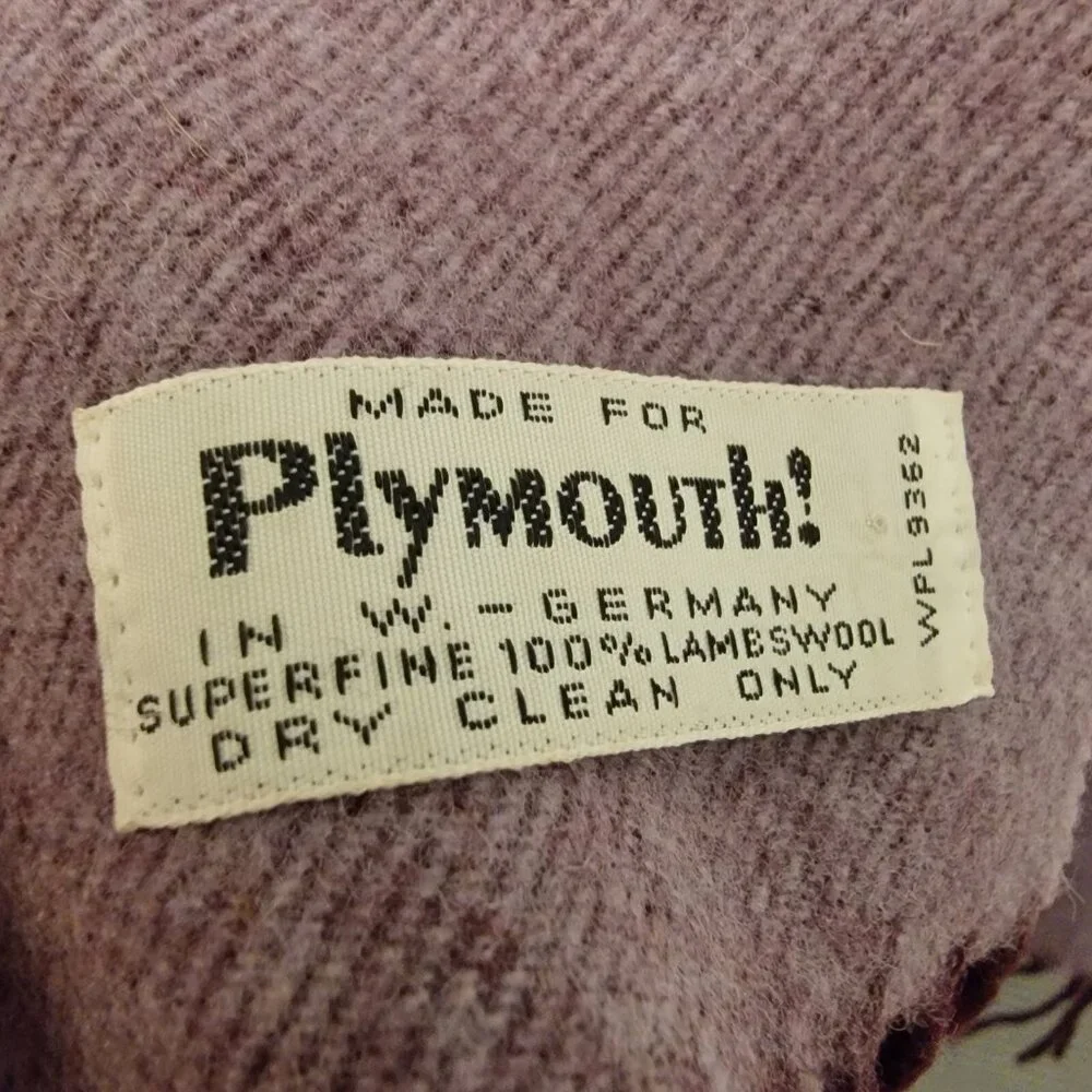Vintage Plymouth Scarf 100% Superfine‎ Lambswool Striped Scarf West Germany